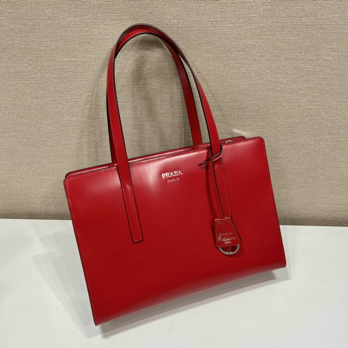 Prada Re-Edition 1995 brushed-leather medium handbag Red 1BA350
