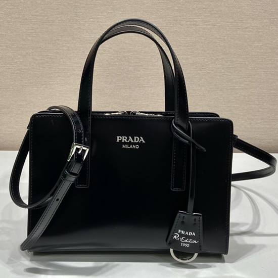 Prada Re-Edition 1995 brushed-leather mini handbag Black 1BA357