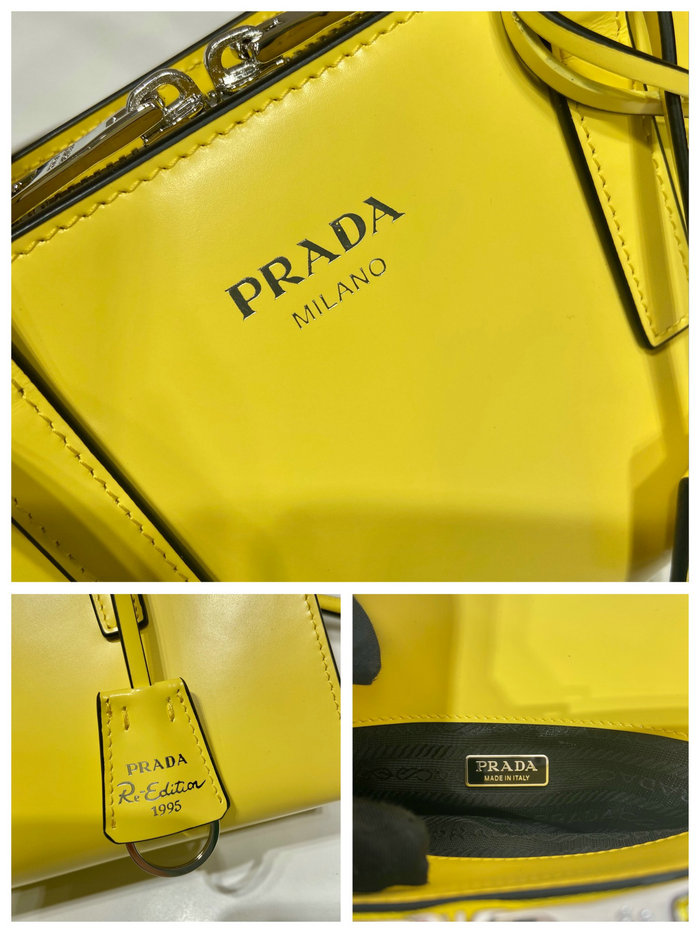 Prada Re-Edition 1995 brushed-leather mini handbag Yellow 1BA357