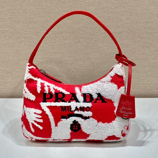 Prada Re-Edition 2000 embroidered drill mini bag Red 1NE515