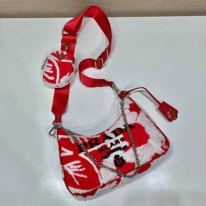 Prada Re-Edition 2005 embroidered drill mini bag Red 1BH204