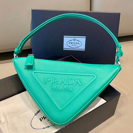 Prada Triangle leather pouch Green 1NQ043