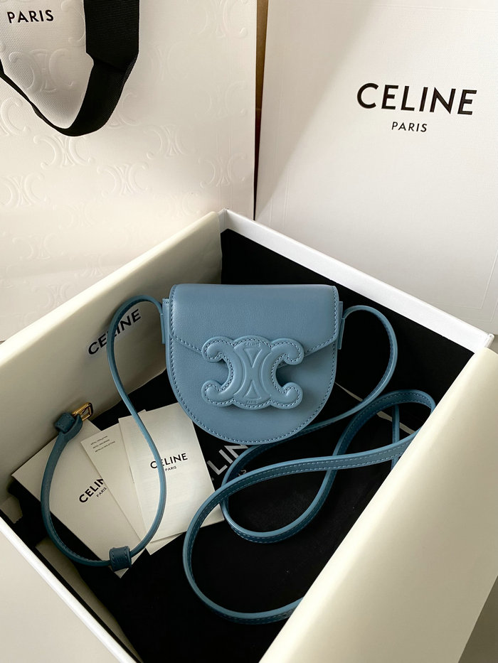 Celine Mini Besace Cuir Triomphe Blue C35105