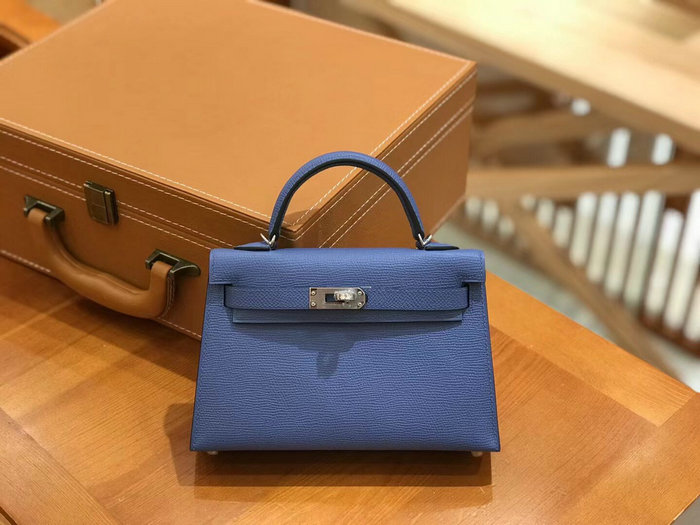 Hermes Mini Kelly II Bag Bleu Agate H82401
