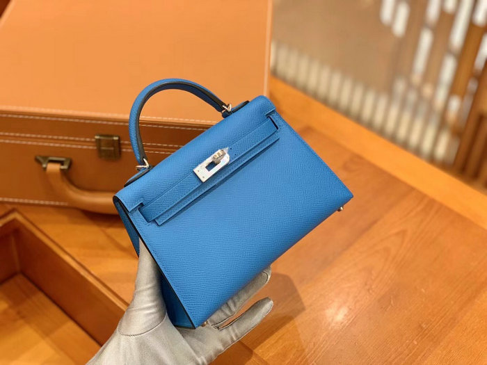 Hermes Mini Kelly II Bag Blue Zanzibar H82401