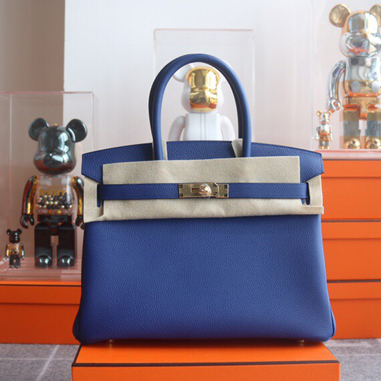 Hermes Togo Leather Birkin Bag Blue Electric HB303508
