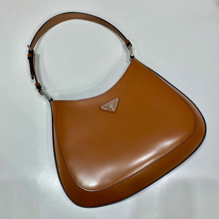 Prada Cleo Brushed Leather Shoulder Bag Brown 1BC156