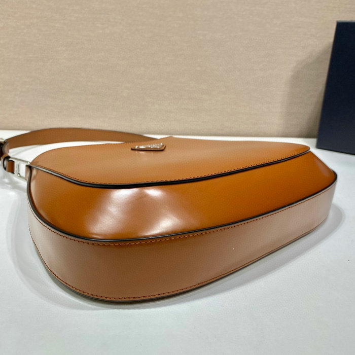 Prada Cleo Brushed Leather Shoulder Bag Brown 1BC156