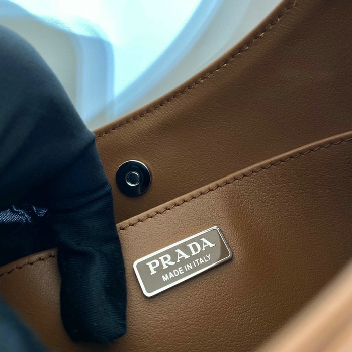 Prada Cleo Brushed Leather Shoulder Bag Brown 1BC499