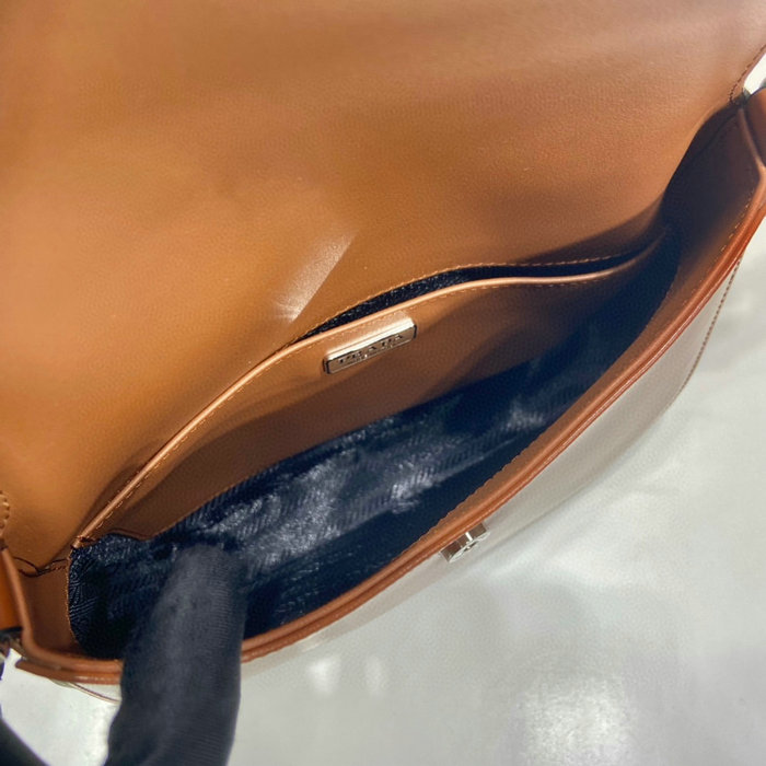 Prada Cleo brushed leather shoulder bag Brown 1BD303