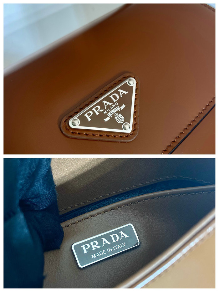 Prada Cleo brushed leather shoulder bag Brown 1BD303