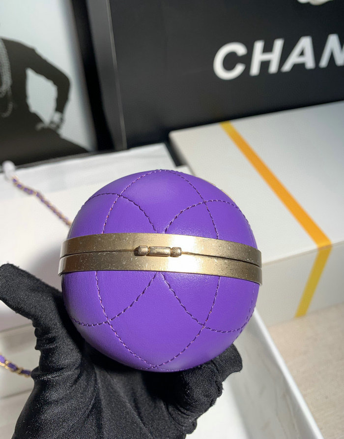 Chanel Lambskin Sphere Minaudiere Purple AP2895