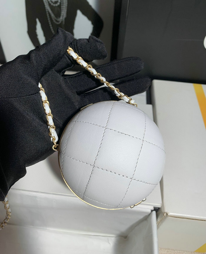 Chanel Lambskin Sphere Minaudiere White AP2895