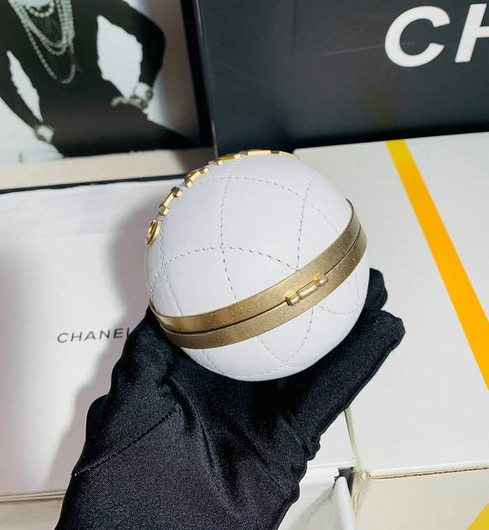 Chanel Lambskin Sphere Minaudiere White AP2895