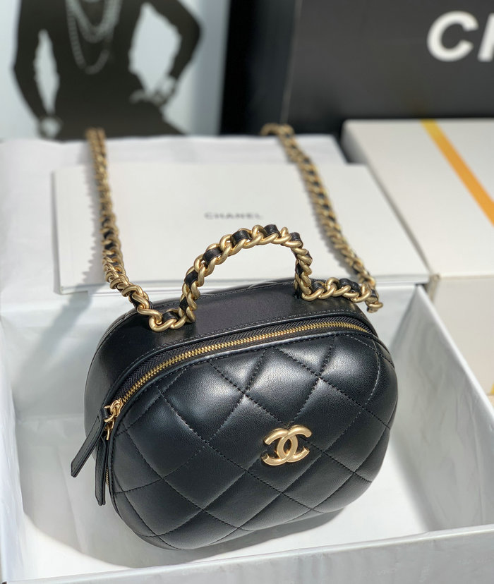 Chanel Lambskin Vanity Case with Chain Black AS3066