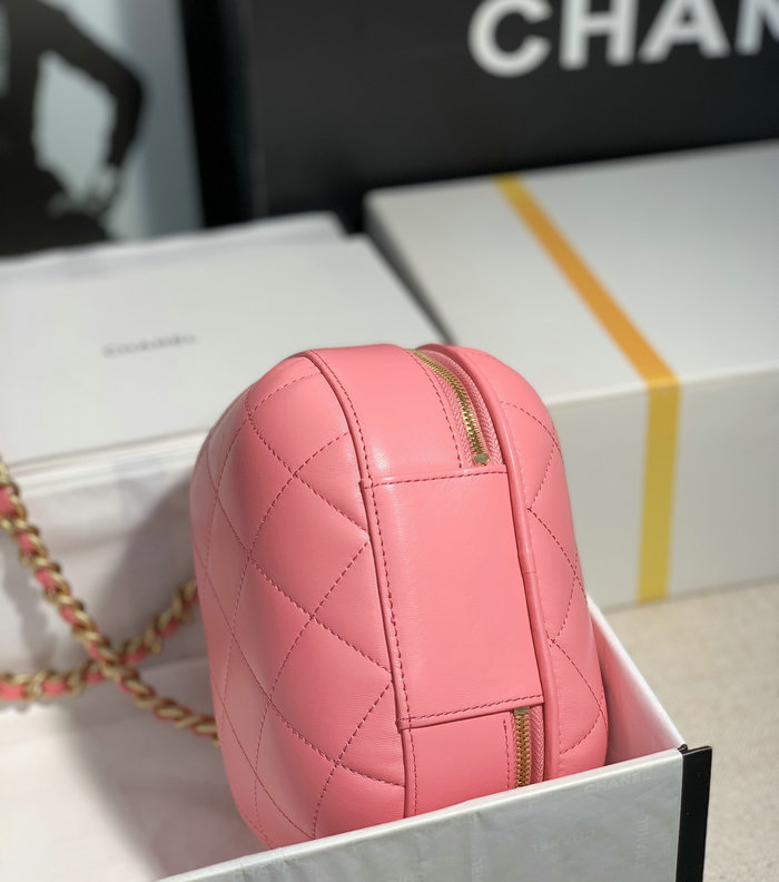 Chanel Lambskin Vanity Case with Chain Pink AS3066