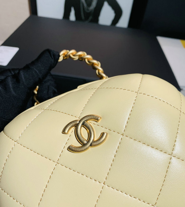 Chanel Lambskin Vanity Case with Chain Yellow AS3066