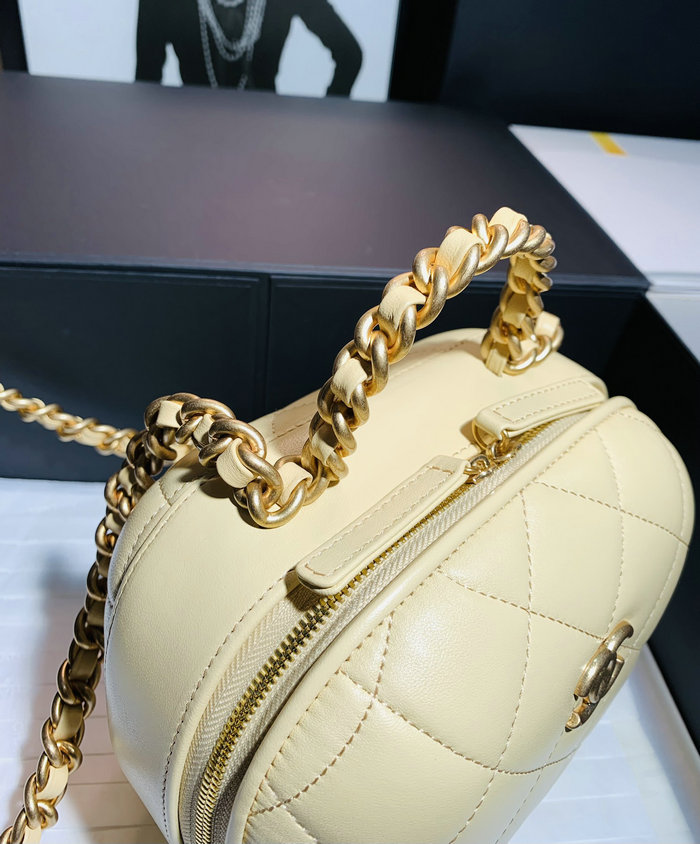 Chanel Lambskin Vanity Case with Chain Yellow AS3066
