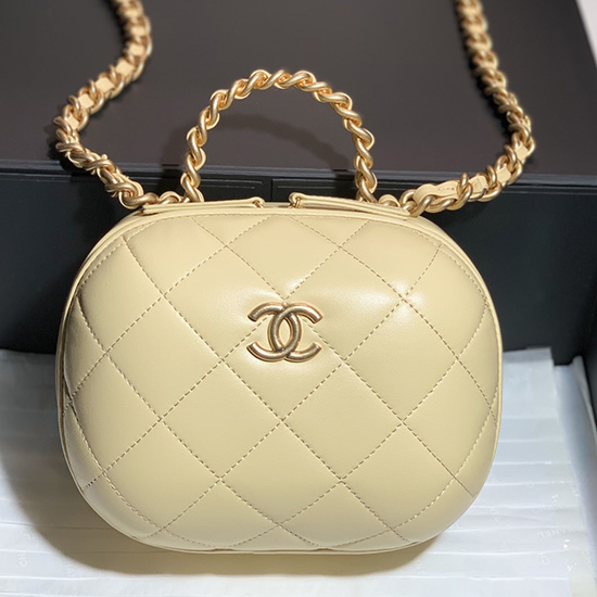 Chanel Lambskin Vanity Case with Chain Yellow AS3066