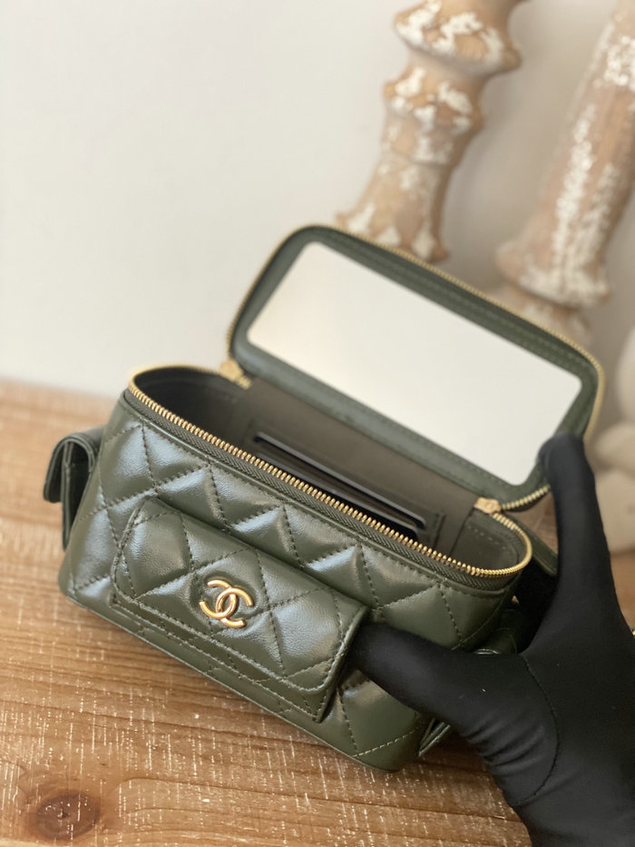 Chanel Mini Leather Shoulder Bag Khaki AP81231