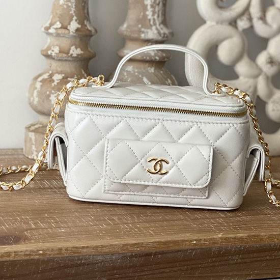 Chanel Mini Leather Shoulder Bag White AP81231