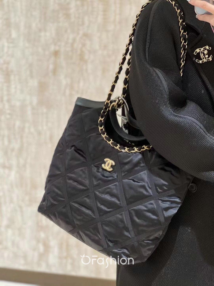 Chanel Nylon Quilted Maxi Shopping Bag Black AS2993