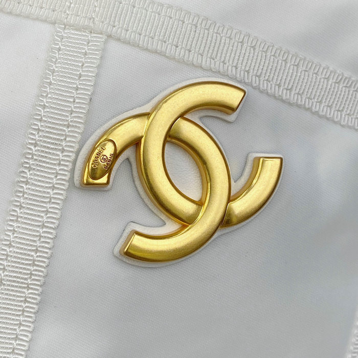 Chanel Nylon Quilted Maxi Shopping Bag White AS2993