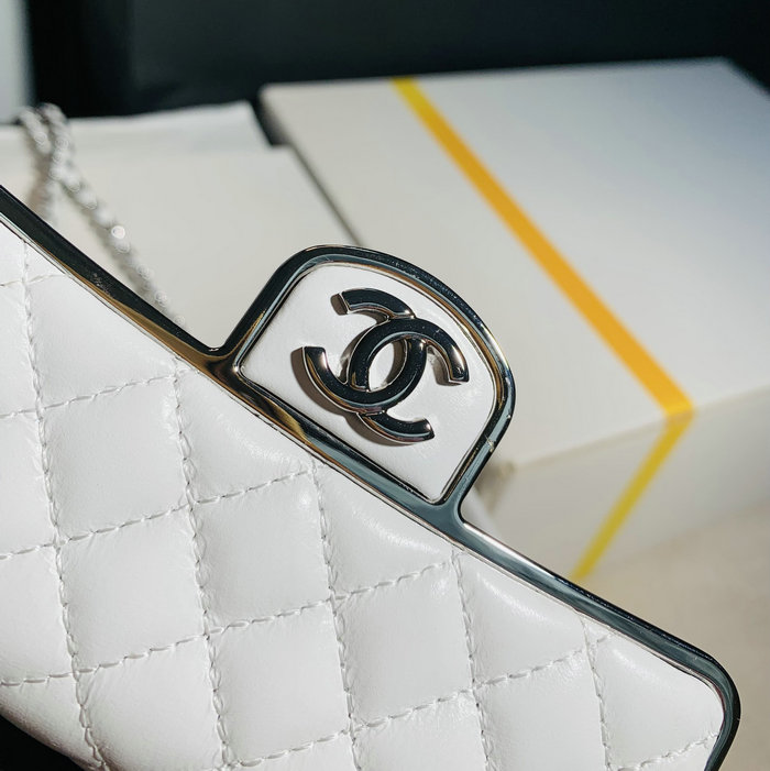 Chanel Small Evening Bag White with Silver AS3308