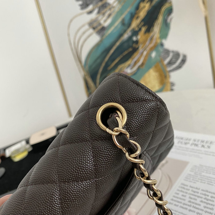 Classic Chanel Grained Calfskin Small Flap Bag Dark Brown CF1116