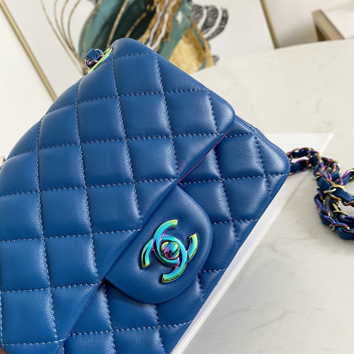 Classic Chanel Lambskin Mini Flap Bag Blue CF1115