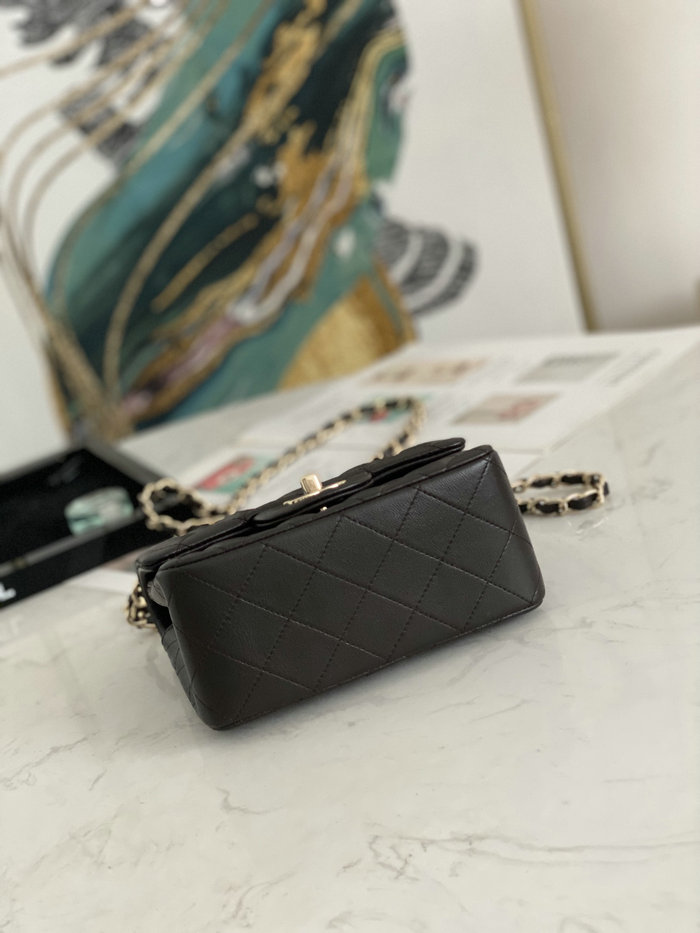 Classic Chanel Lambskin Mini Flap Bag Dark Brown CF1115