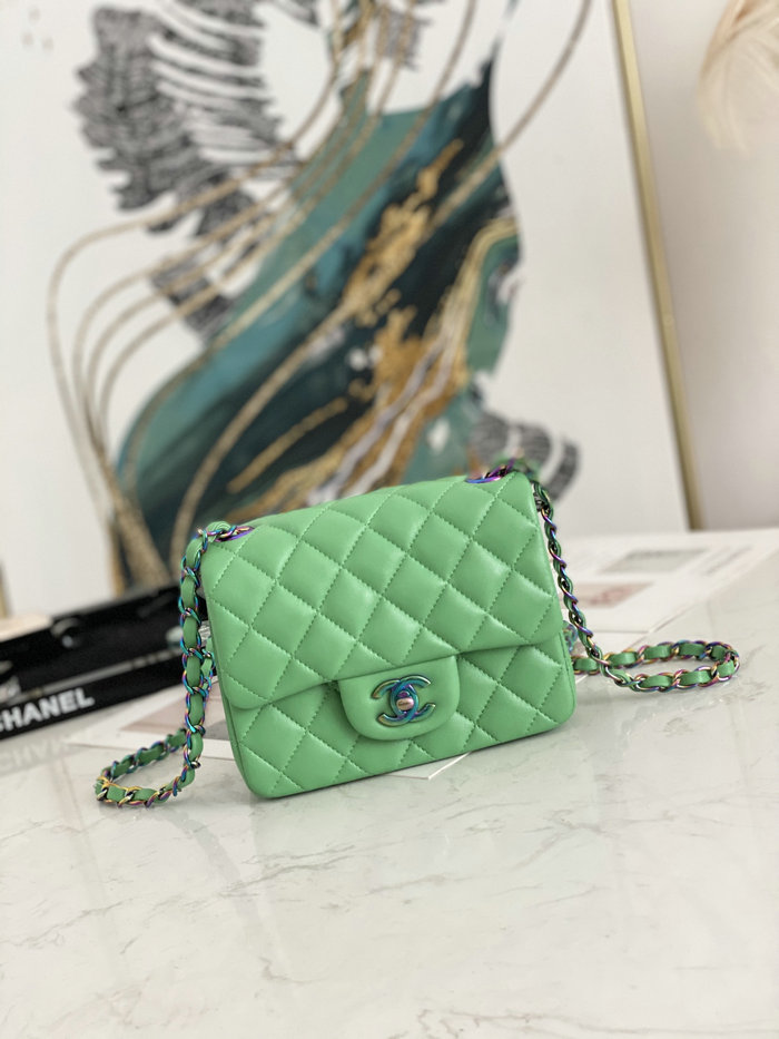 Classic Chanel Lambskin Mini Flap Bag Green CF1115