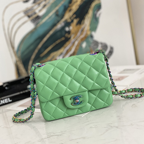 Classic Chanel Lambskin Mini Flap Bag Green CF1115