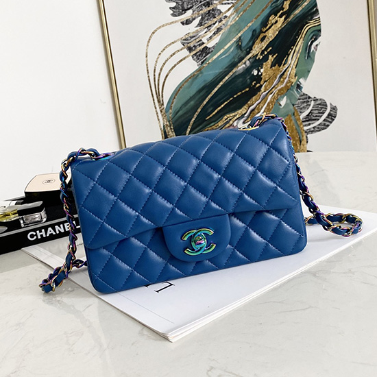 Classic Chanel Lambskin Small Flap Bag Blue CF1116