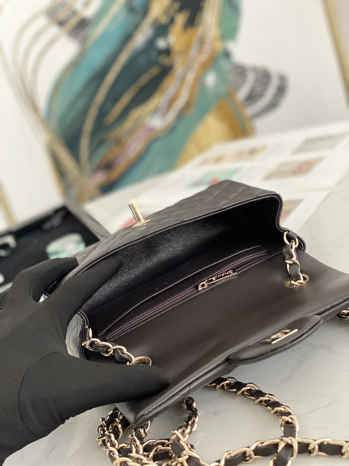 Classic Chanel Lambskin Small Flap Bag Dark Brown CF1116