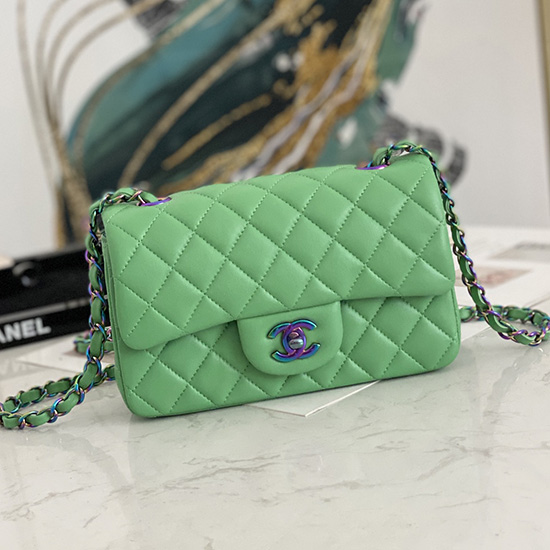 Classic Chanel Lambskin Small Flap Bag Green CF1116