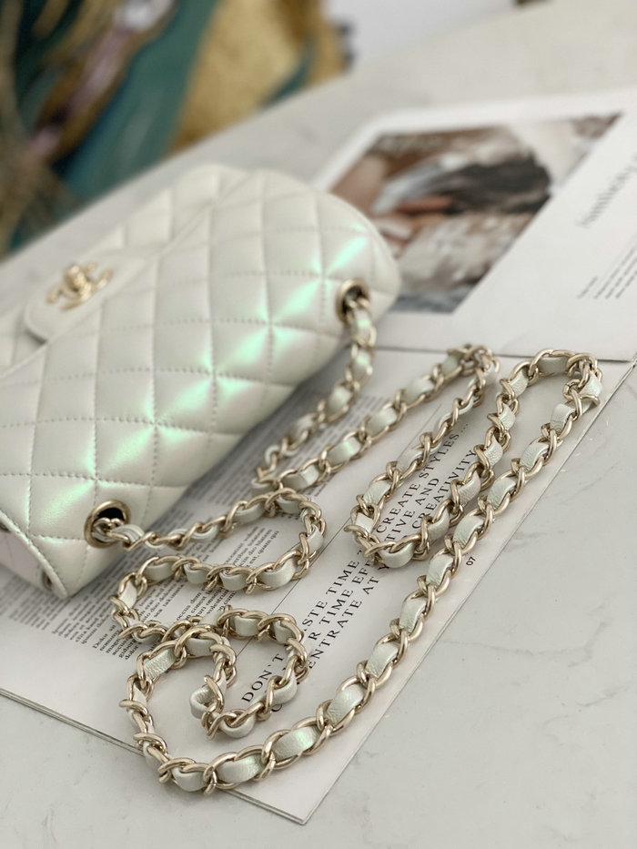 Classic Chanel Lambskin Small Flap Bag White CF1116