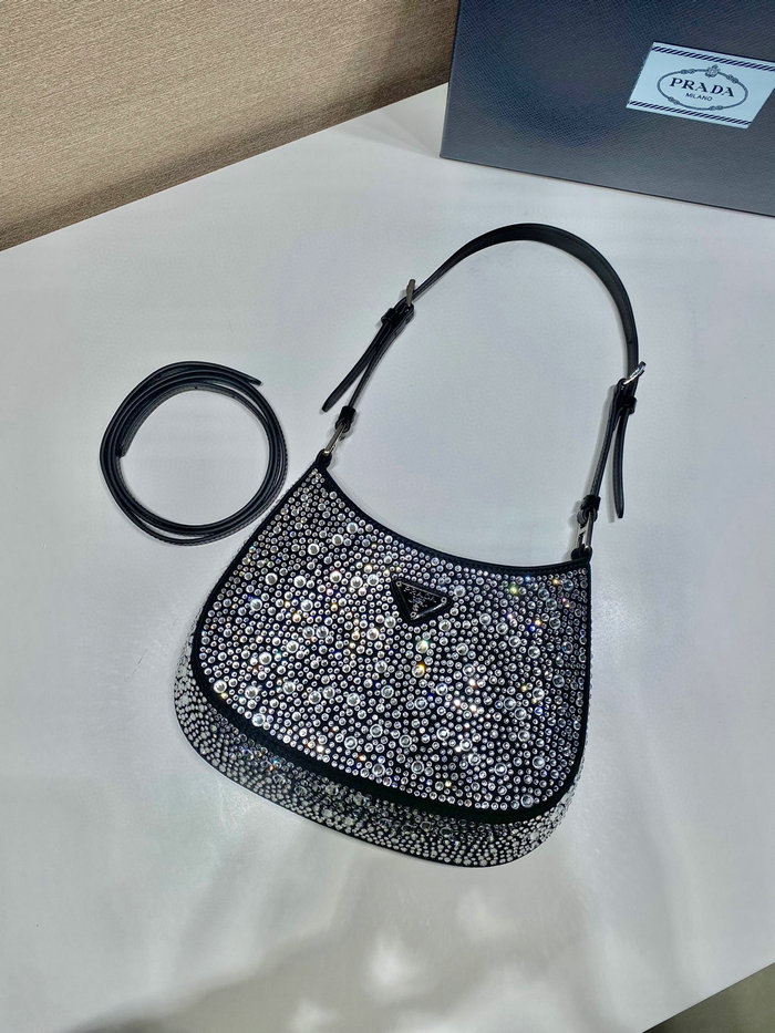 Prada Cleo satin bag with crystals Black 1BC169