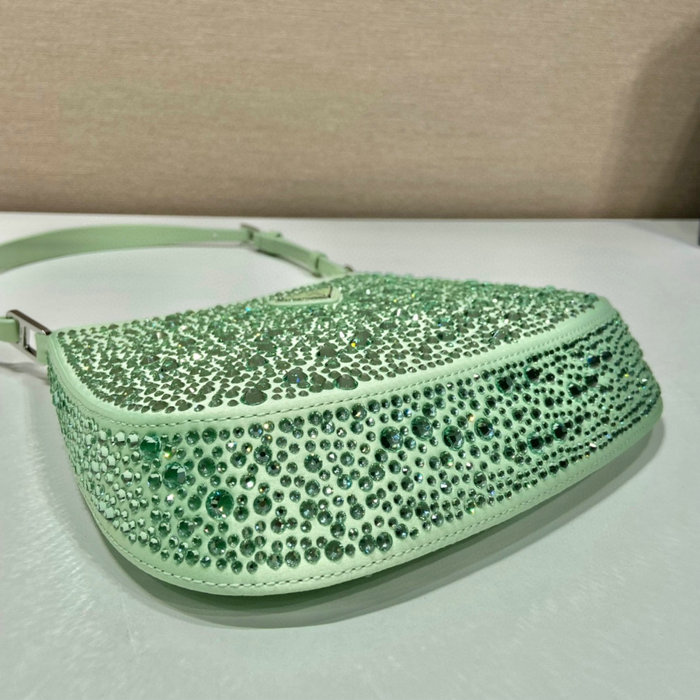 Prada Cleo satin bag with crystals Green 1BC169