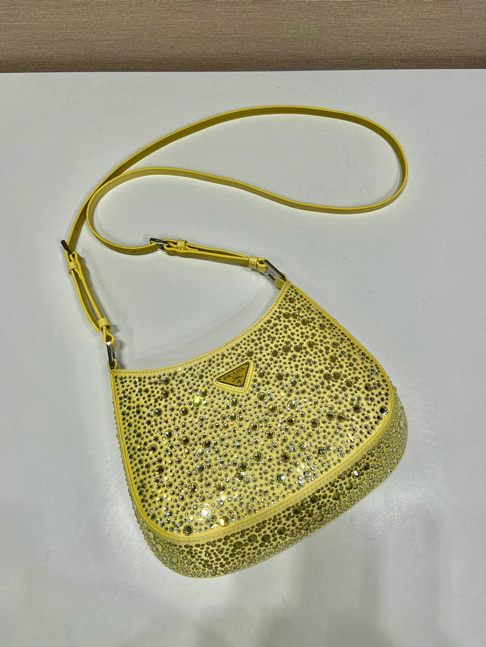 Prada Cleo satin bag with crystals Yellow 1BC169