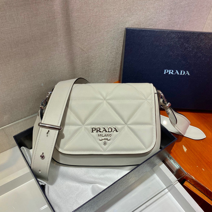 Prada Leather Shoulder Bag White 1BD283