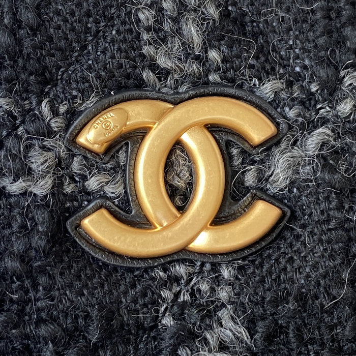 Chanel Cashmere Tweed Hobo Handbag Black AS3562