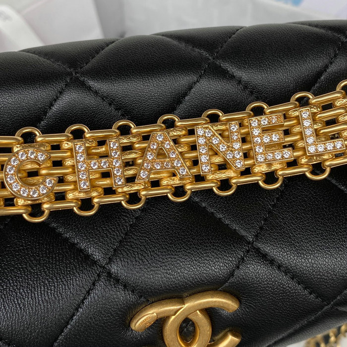 Chanel Lambskin Hobo Bag Black AS3242