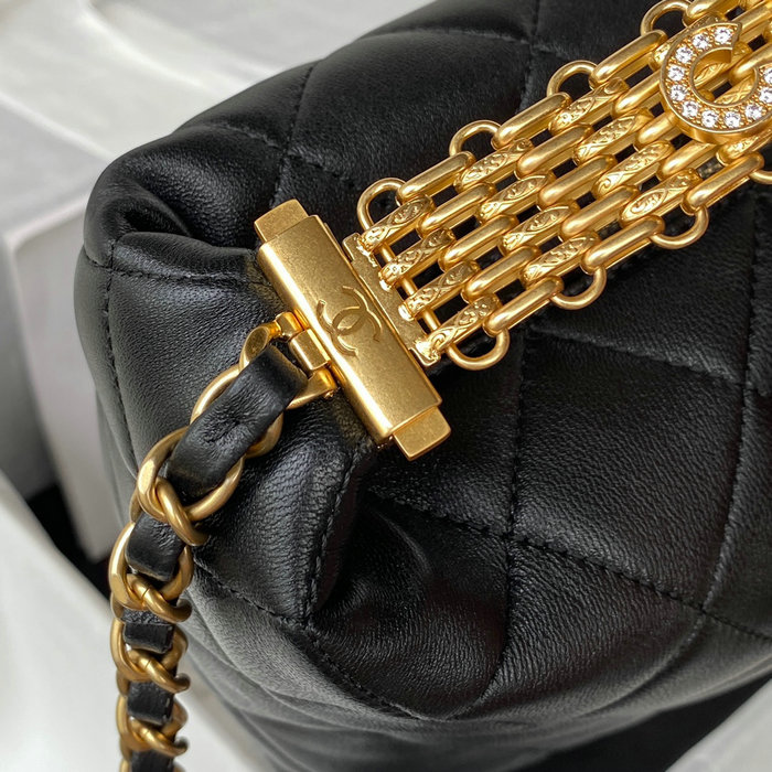 Chanel Lambskin Hobo Bag Black AS3242