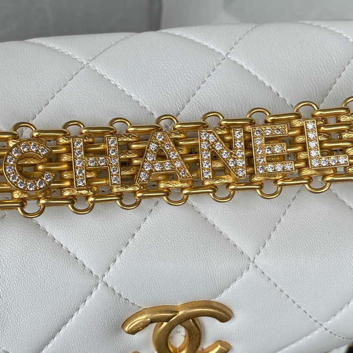 Chanel Lambskin Hobo Bag White AS3242