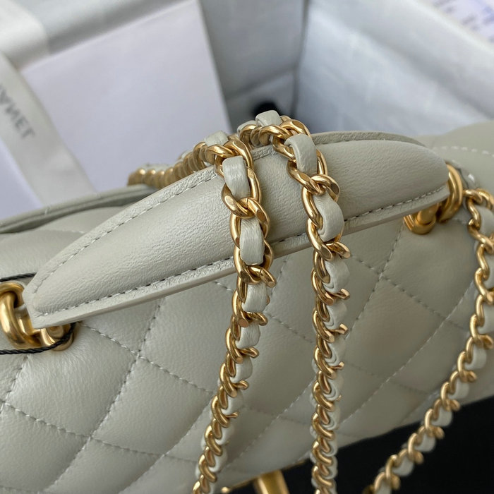 Chanel Lambskin Mini Flap Bag with Top Handle Grey AS2431