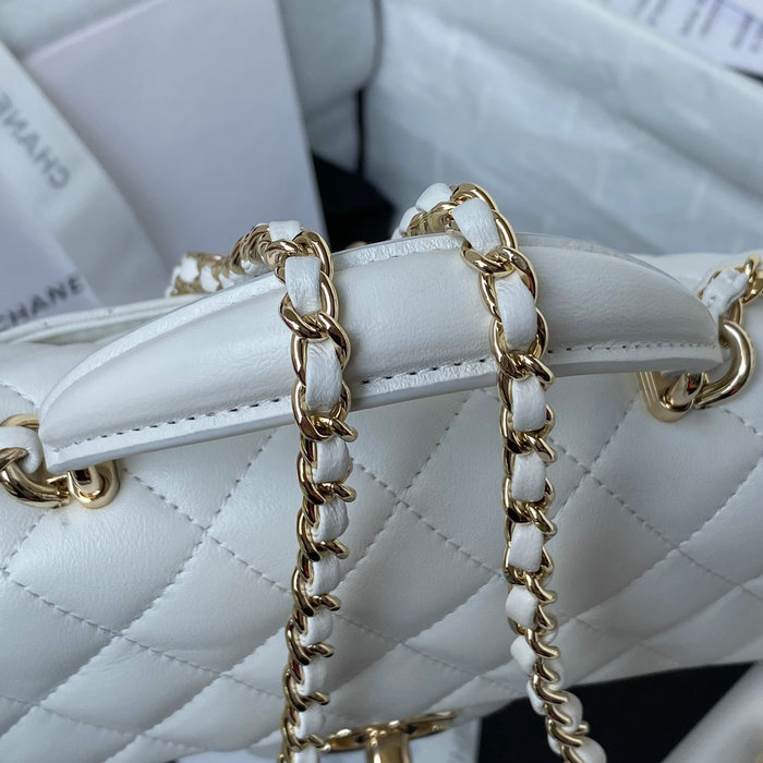Chanel Lambskin Mini Flap Bag with Top Handle White AS2431