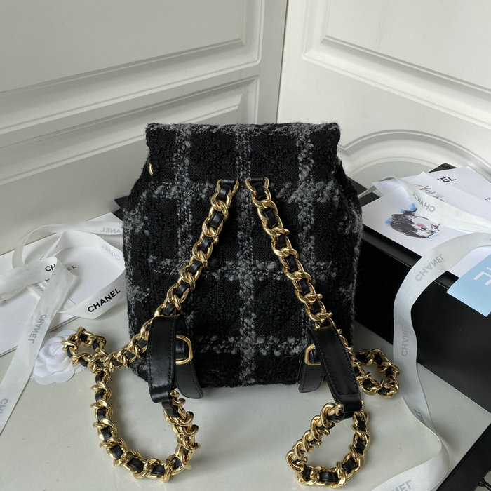 Chanel Tweed Backpack Black AS3615