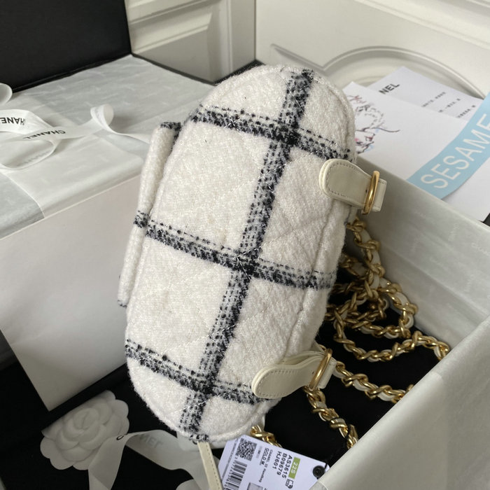 Chanel Tweed Backpack White AS3615