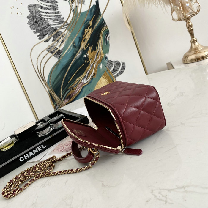 Chanel Vanity Case Bag Burgundy AS81118
